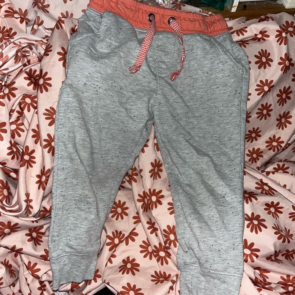 Cat & Jack Gray Sweatpants with Coral Waistband